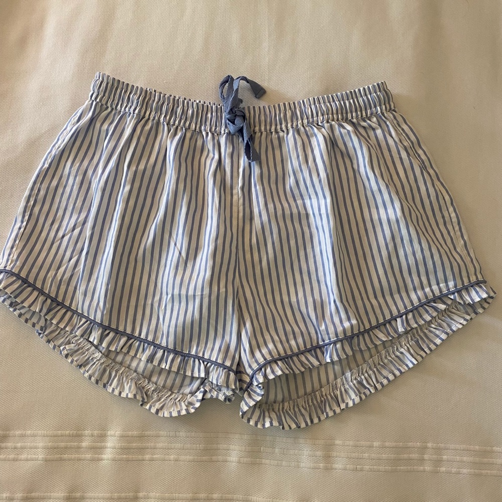Blue and White Striped PJ Shorts